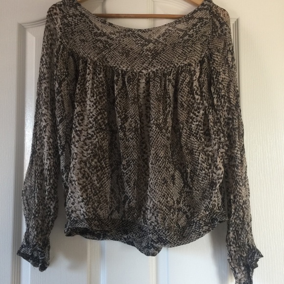 Zara snake python print sheet blouse - sz M - Picture 2 of 8
